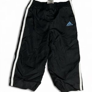 Vintage adidas Kids 2T Black Lined Windbreaker Track Pants 3-Stripe